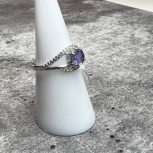 Ring Bomb Party Ring, size 7, blue stone .925 sterling silver band - Picture 3 of 6